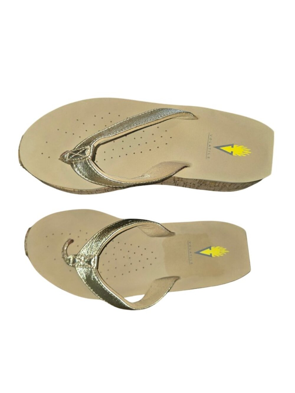 Volatile Neville Women's Gold Wedge Cork Sandals Size 9 - Picture 3 of 9